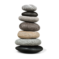 Stack of balanced stones on a white background